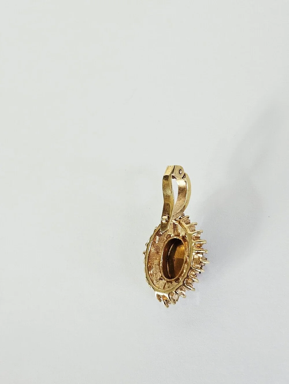 Vintage Red Rhinestone Baguette Cluster Ballerina Gold Tone Enhancer Pendant